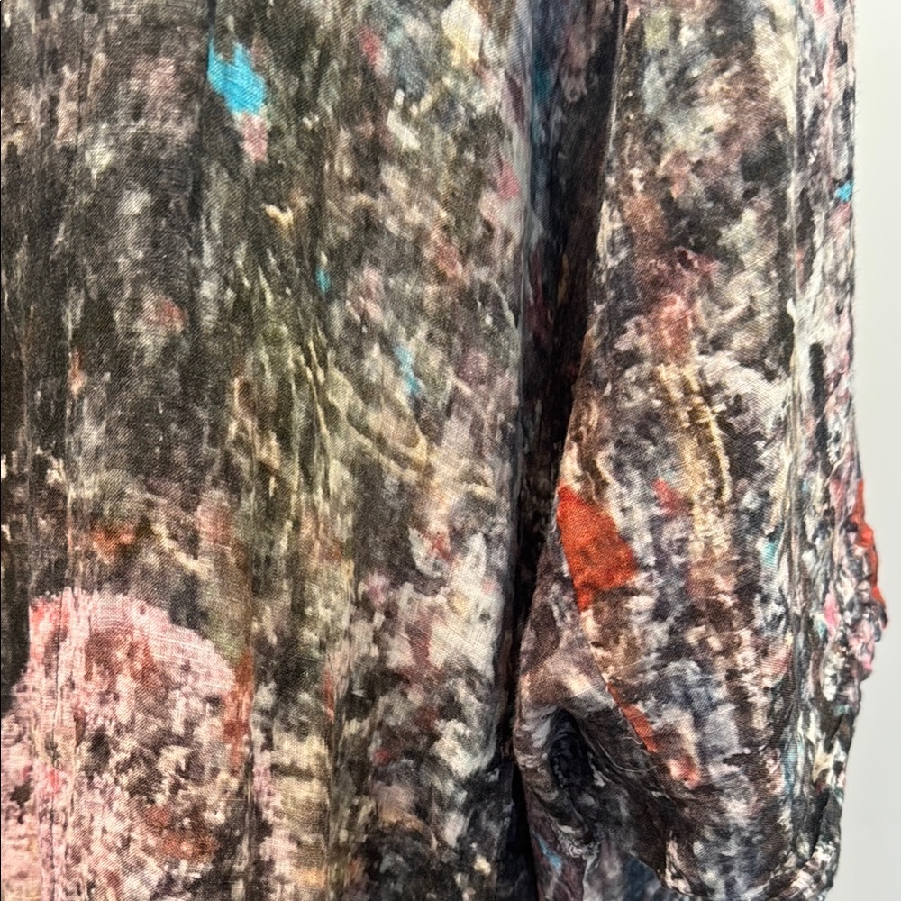 Multicolor Abstract Linen Patterned Kimono - Picture 3 of 6